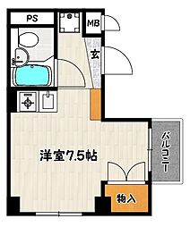 八紘ビル ワンルームの間取図画像