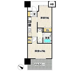 エステムプラザ神戸西Vミラージュ 2Kの間取図画像