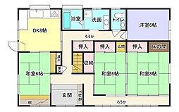 いすみ市大原　入母屋造りの家 7SDKの間取り