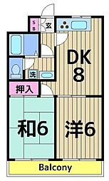 江藤マンション 4階2DKの間取り