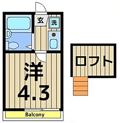 ソフィスター亀有 3階1Kの間取り