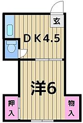 山口アパート 1DKの間取図画像