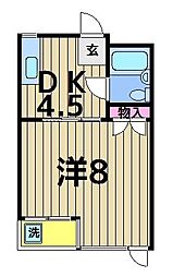 ヴィラグレイス亀有2 1DKの間取図画像