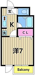 メゾンルネサンス 1Kの間取図画像