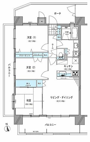 間取り プライムスクエアー伊勢崎 5階/501