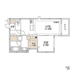 へーベルメゾンChaleur Urawa 1LDKの間取図画像