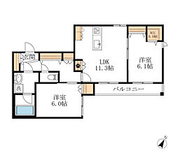 ヘーベルメゾンLeLien浦和領家 2LDKの間取図画像