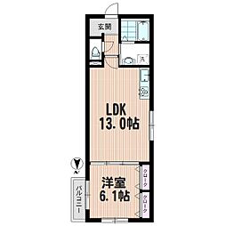 リヴェールSJ 1LDKの間取図画像