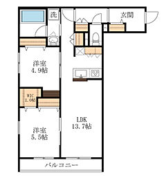 ハルトリーゲル 2LDKの間取図画像