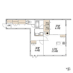ヘーベルメゾンApartment 3412 2LDKの間取図画像