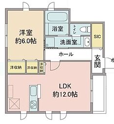 T.Kimura荘 1階1LDKの間取り