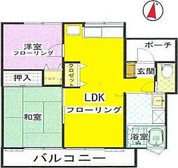 パーシモンII 2階2LDKの間取り