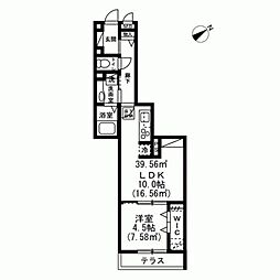アリエッタ調布 1階1LDKの間取り