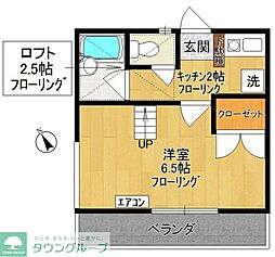 アイランド 2階1Kの間取り