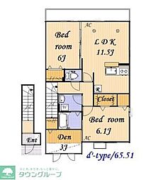 京王線 飛田給駅 徒歩14分の賃貸アパート 2階2SLDKの間取り