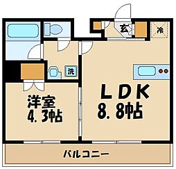 ガーラ・ヴィスタ調布 4階1LDKの間取り