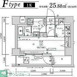 MAXIV武蔵新城TRE 1Kの間取図画像