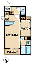 プルメリア 1LDKの間取図画像