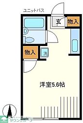 グランドヒル岡上B ワンルームの間取図画像