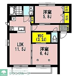 リヴェールコートC 2LDKの間取図画像