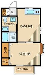 プランタニエール 1DKの間取図画像