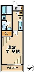 カーサスピカ 1Kの間取図画像