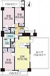 八乙女シティハウス 3LDKの間取図画像