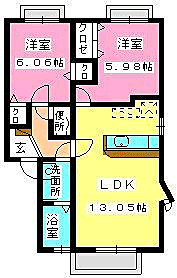 パークサイドＹ＆Ｙ B-205｜福岡県福岡市城南区片江２丁目(賃貸アパート2LDK・2階・56.77㎡)の写真 その2