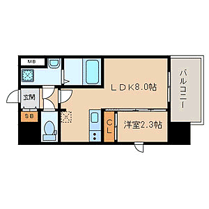 アスシード大手門 1102｜福岡県福岡市中央区大手門２丁目(賃貸マンション1LDK・11階・27.20㎡)の写真 その2