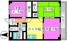 第一大野ビル 3DKの間取図画像