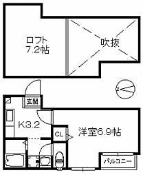 ポラリスM.K 1Kの間取図画像