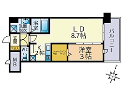 Lumiere大橋駅南 1LDKの間取図画像