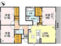 D-room野間弐番館 3LDKの間取図画像