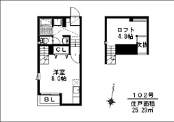 グランヒル梅林 ワンルームの間取図画像