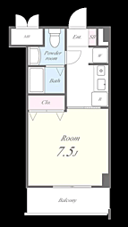 プリエール 1Kの間取図画像