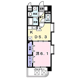 ソレイユ・ルヴァン 1DKの間取図画像
