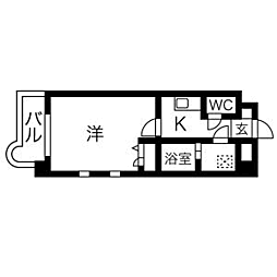 ビエラコート大橋 1Kの間取図画像