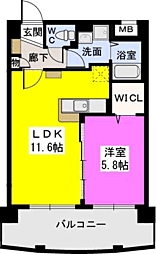 パークサイドソレイユ 1LDKの間取図画像