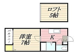 メルクス平尾 1Kの間取図画像