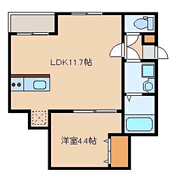 リテラ平尾東 1LDKの間取図画像