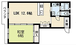 サンハイツ大楠11 1LDKの間取図画像