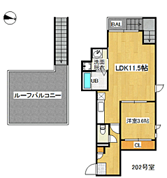グランティック高宮南 1LDKの間取図画像