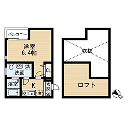 happinesshills 1Kの間取図画像