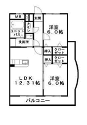 イストワール 2LDKの間取図画像