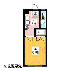 アルテハイム井尻B 1Kの間取図画像