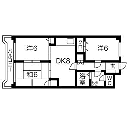 ハイム高宮 3DKの間取図画像