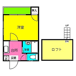 オークハウス 1Kの間取図画像