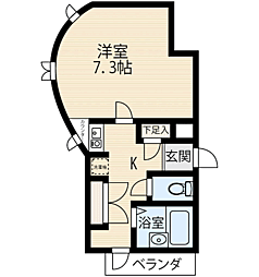 テイク高宮 1Kの間取図画像