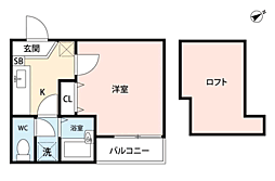 コンフォートベネフィス大橋南1 1Kの間取図画像