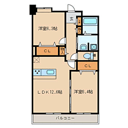 大和 2LDKの間取図画像